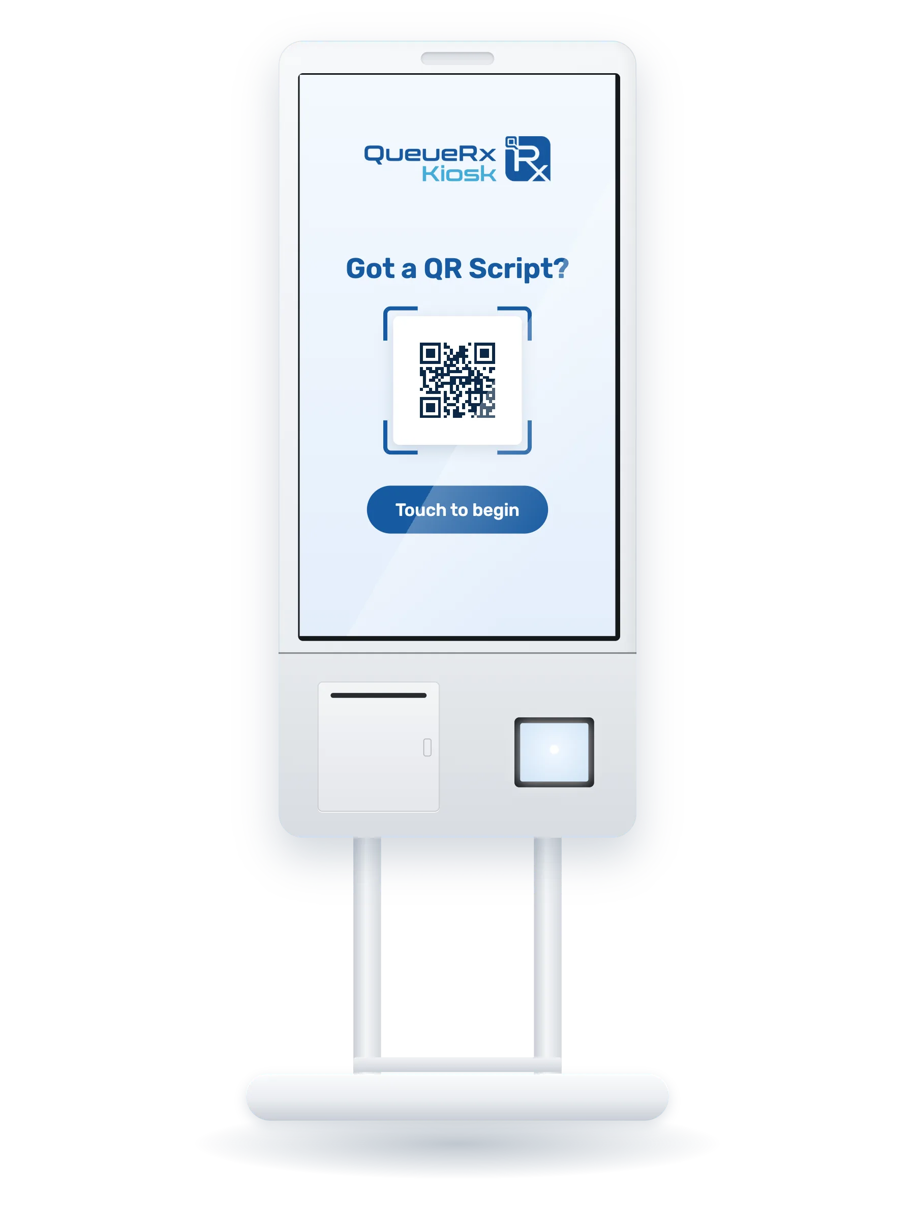 Floor-standing QueueRx Kiosk