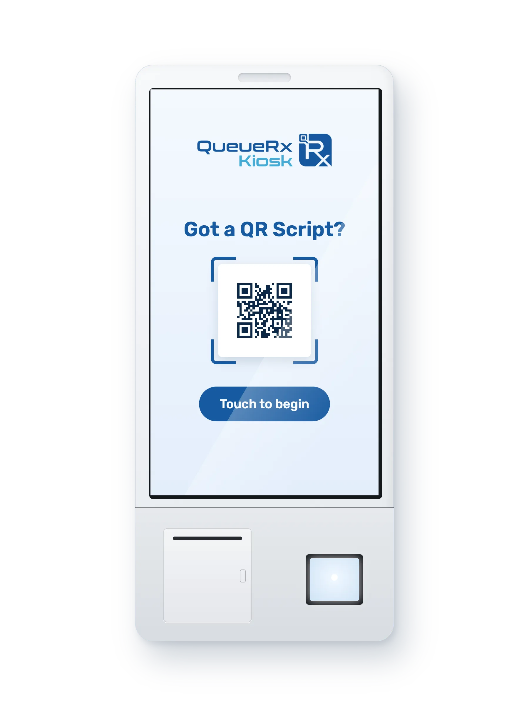 Wall-mounted QueueRx Kiosk
